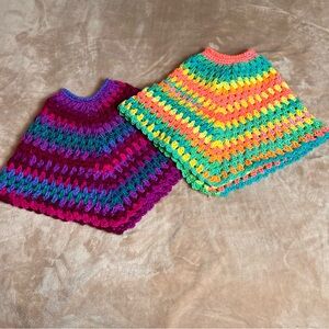 HANDMADE Cable Knit Colourful Kid's Spring Retro Vintage Poncho Sweaters